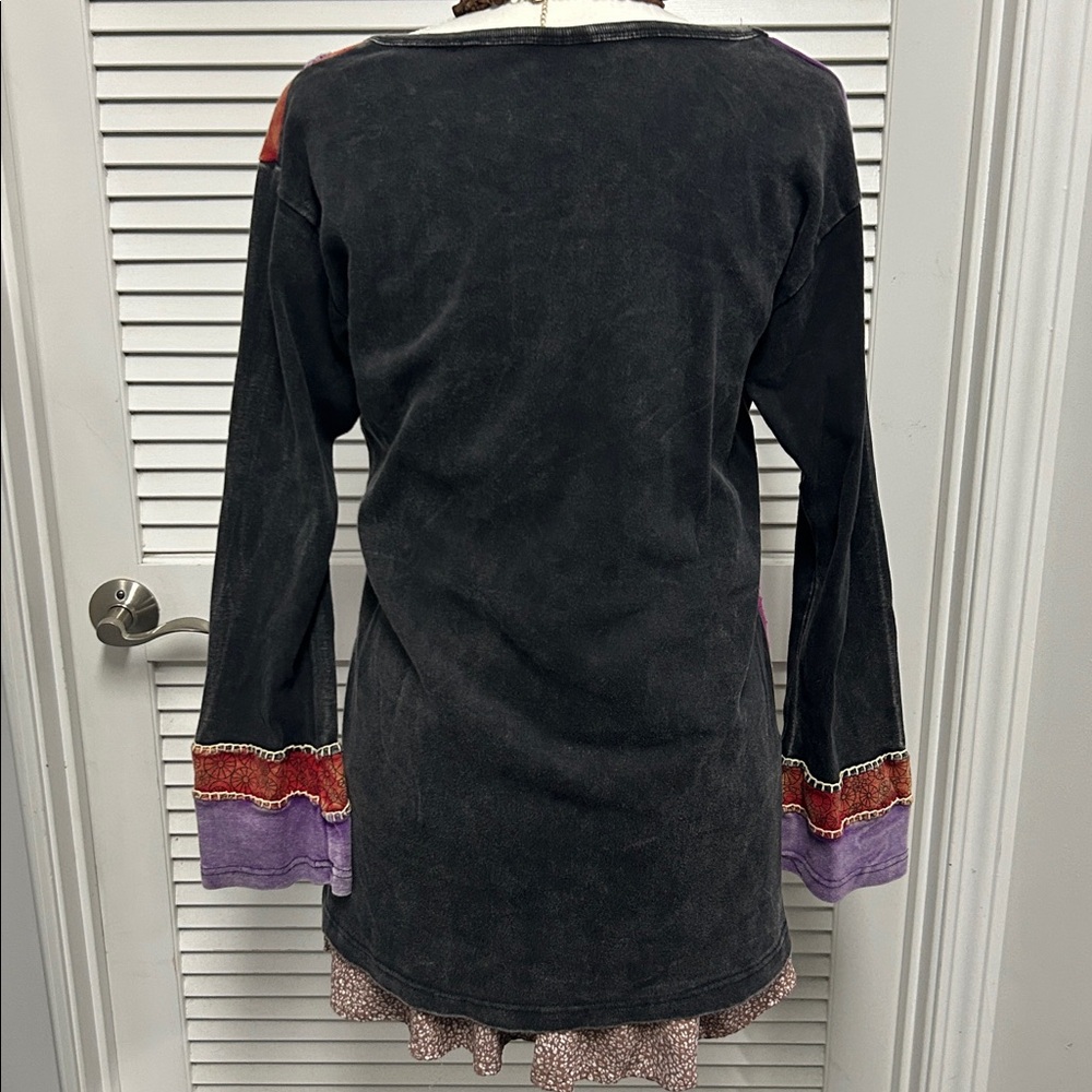India Boutique Multicolor Boho Patchwork Tunic Top - image 3